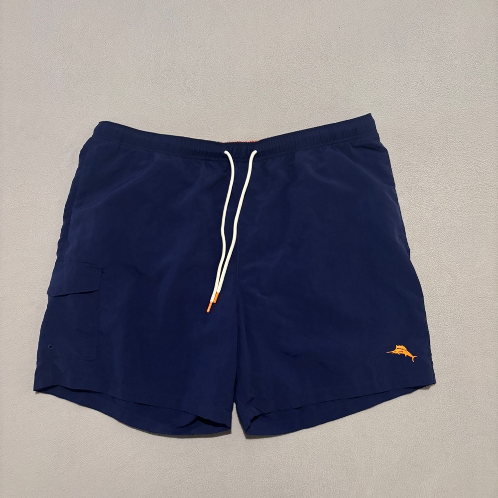 NWT Tommy Bahama Swim Trunks Navy Blue 40x10 Shorts Beach Pockets Lined Size XLB